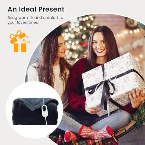 Heated Weighted Blanket, Sherpa Fleece Electric Throw Blanket Twin Size, 15 lbs Weighted Heating Blanket for Adult (150 lbs-190 lbs), Soft Plush Heavy Blanket for Winter, 48" x 72", Gray-Blue 7