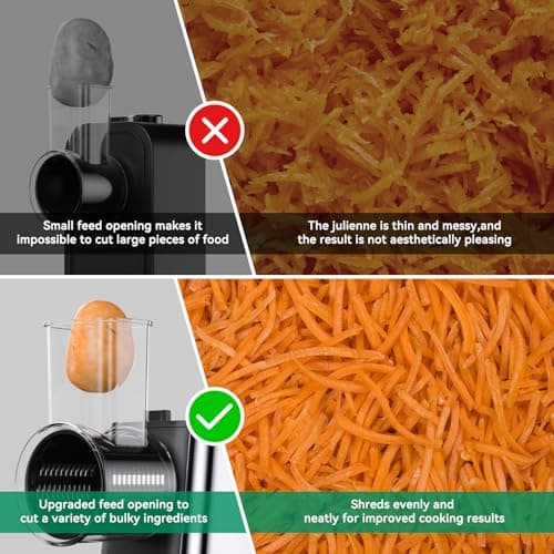 BMSX Electric Cheese Grater Upgraded, 250W Electric Slicer Shredder, Automatic Cheese Shredder, Electric Salad Machine for Fruits, Vegetables, Cheeses，Salad Maker With 5 Different Shapes of Blades 5