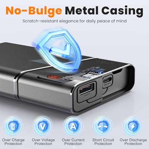 Aaoyun Portable Charger Power Bank, 20000mAh 22.5W PD Fast Charging Powerbank with Built-in USB C Cable, External Phone Battery Pack for iPhone 17/16/15 Samsung S24 Android etc 5