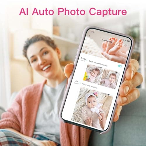 Simyke Smart Video Baby Monitor with Camera and Audio,Dual Mode,WiFi On/Off Switch,2.8inch Display,App,1080p Camera,1500ft Long Range,Night Vision,2-Way Talk,AI Baby Growth Album Function 7