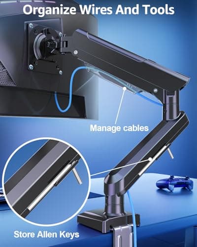 Single Monitor Mount for 32 27 24 22 inch Screen, Monitor Arm Holds 4.4-22 lbs, Monitor Desk Mount, Gaming & Home Office Use, VESA 75x75mm & 100x100mm, Freelift Pro Black 7