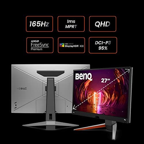 BenQ MOBIUZ EX2710Q Gaming Monitor 27" QHD 1440p 165Hz 1ms | IPS | HDRi | DCI-P3 | Freesync Premium | Eye-Care Tech | Adjustable Height, Swivel & Tilt | 2.1Ch Speakers | DisplayPort | HDMI | USB Hub 4
