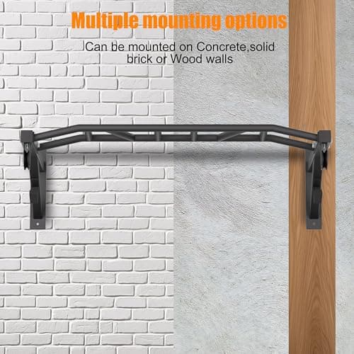 HWOOUSA Wall Mounted Pull Up Bar With Pulley System, 600lbs Heavy Duty Chin Up Bar, 48" Multi Grip Pullup Bar, for Garage Indoor Basement Workout Strength Training Equipment, Ease Of Use Mounting 6