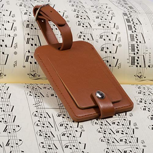 Luggage Bag Tags Leather Travel ID Labels Suitcase Name Tags with Snap - Set of 2 6