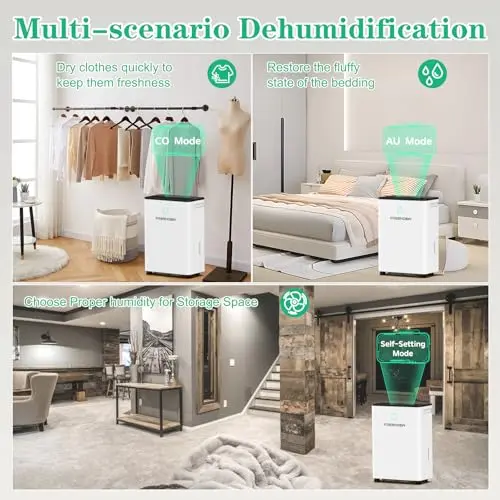FRESHDEW Dehumidifier, 50 Pints Dehumidifiers for Home, 4500 Sq. Ft Dehumidifiers with Drain Hose, 0.66 Gallon Water Tank for Basement Bathroom Bedroom, 24H Timer 5