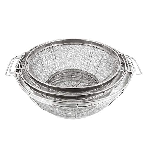 U.S. Kitchen Supply Set of 3 Stainless Steel Colander Strainers Net Baskets 5, 4, & 3-Quart - Colander with Handles & Resting Base - Stainless Steel Sieve, Mesh Strainers and Colanders for Kitchen 5