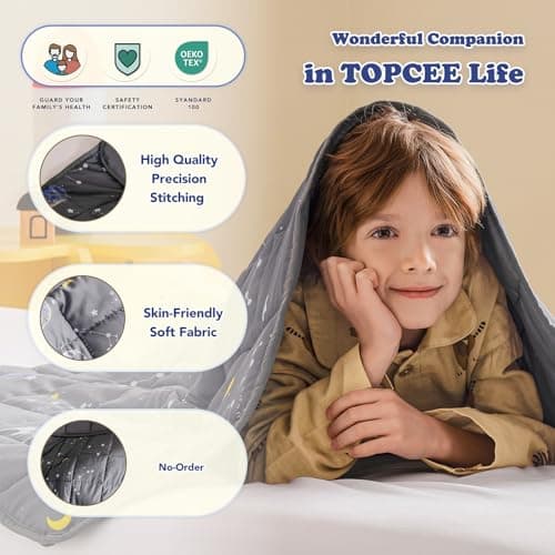 Topcee Weighted Blanket (5 lbs, 36" x 48") Cooling Throw Heavy Blanket for Sleeping Apply to 40-60 lbs, Soft Thick Breathable Blanket with Glass Bead, Easy Care 5