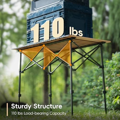 pollilar Camping Table Folding Camp Table Roll Up Surface Lightweight, Collapsible Height Adjustable Suitable for Picnic Adults with Carry Bag for Indoor Outdoor BBQ Picnic Gathering Patio 6