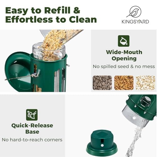 Kingsyard Squirrel Proof Bird Feeders with Weight-Activated Perches, Metal Wild Bird Feeder for Outdoors Hanging, 3 lb Large Seed Capacity, Green 5