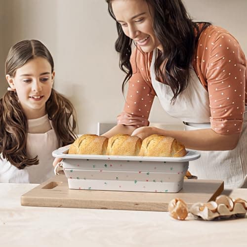 EDENCOMERS Collapsible Silicone Loaf Pan with Metal Reinforced Frame,Bread Pans for Homemade Bread, Non-Stick Baking Pans, Silicone Baking Mold,Loaf Pans for Baking Bread 9 x 5 2