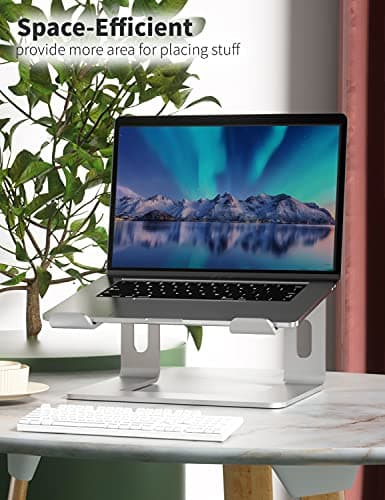 SOUNDANCE Laptop Stand, Aluminum Computer Riser, Ergonomic Laptops Elevator for Desk, Metal Holder Compatible with 10 to 15.6 Inches Notebook Computer, Silver 6