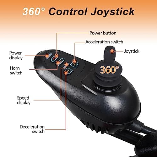 Foldable Electric Wheelchairs for Adults, Lighweight Electric Wheelchair,All Terrain Motorized Wheelchair for Seniors,Dual Motor Power Wheelchairs,Portable Mobility Aid,Support 330Lbs (20"Seat) Black 4