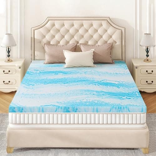 Mattress Topper Queen - 2 Inch Memory Foam Mattress Topper Queen Cooling Gel Infusion CertiPUR Certified