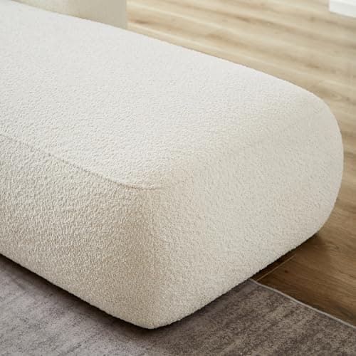 KHSDJSRUY Upholstered Chaise Lounge Indoor for Living Room Bedroom Office Chaise Lounge Sofa：Boucle Fabric Modern Leisure Sofa Recliner Chair Sleeper Indoor (Boucle Cream) 6