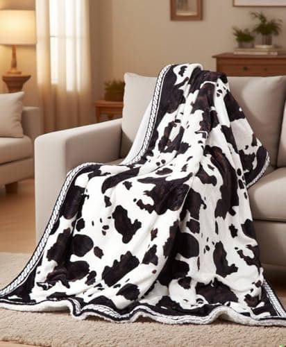 CAROMIO Heated Electric Blanket Throw, Cow Print Fast Heating Throw Blankets with LCD Controller, 6 Heat Levels & 4 Hour Auto Shut Off, ETL Certified, Machine Washable, Cow-Brown, 50" x 60"