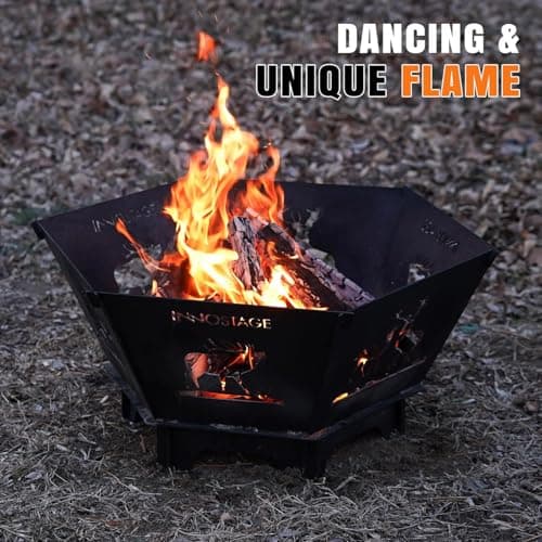 Fire Pit for Camping- 23Inch Small Collapsible Firepit for Patio Outside Wood Burning Outdoor Indoor BBQ Picnic Foldable Fire Pits Bonfire of Backyard Patio with Portable Tote Bag 8