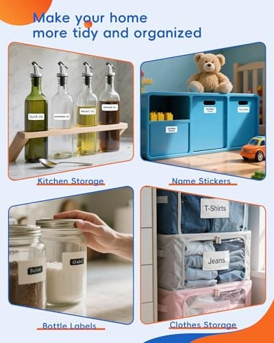 InkWon Label Maker Machine with Tape, D11s Bluetooth Label Maker Waterproof Labels, Portable Mini Label Printer with Various Templates for Home Office School, White 6