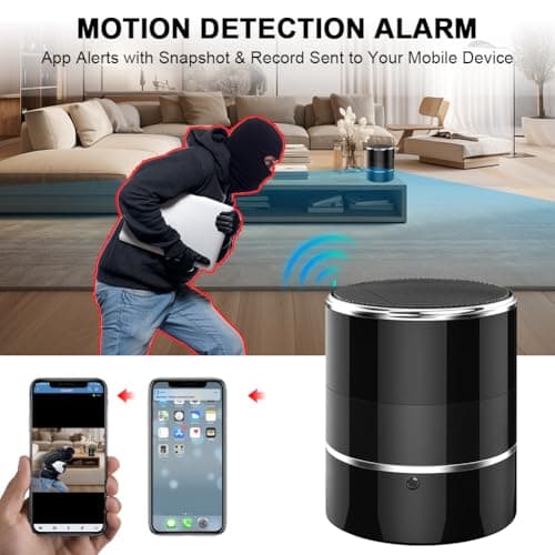 Aipmoz Security WiFi Camera in Bluetooth Speaker with 240° Viewing Angle,Wireless Security Cameras,Dome Cams Phone App,Hd 1080P,Motion Activated for Home Offices Store(2.4G /5G) 5