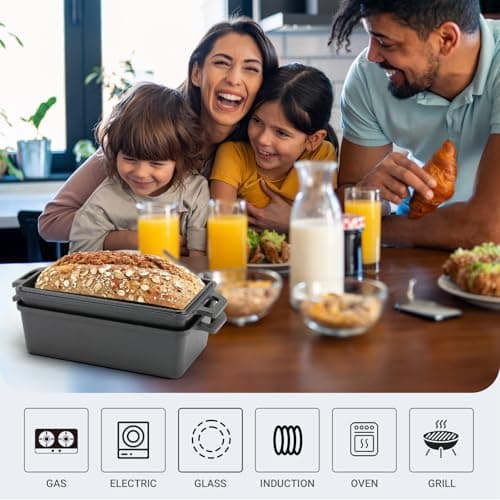Northriver Casting 9×5 Inch Cast Iron Loaf Pan with Lid | Bread Baking Pan | Even Heat Distribution for Homemade Bread, Cake, and Meatloaf | 2 Piece Set 6