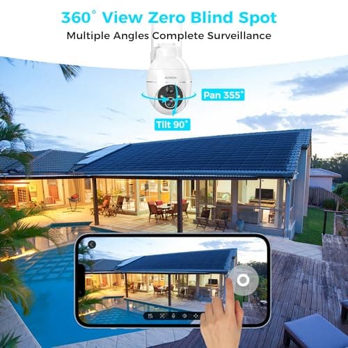 Aomeisi G2 Solar Security Camera Outdoor,360°View Pan/Tilt,Two-Way Talk,Easy to Setup,Audible Flashlight Alarm,Motion Alert,SD Slot Cloud Storage,Tech Support,Work with Alexa Google Home,CloudEdge 8