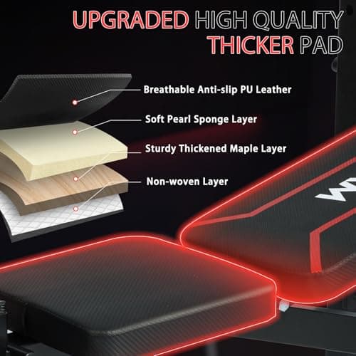 Standard Weight Bench Set with Leg Extension and Leg Curl, Adjustable Bench Press Set with Squat Rack, Foldable Flat Incline Decline Workout Bench for Home Gym Full Body(US Stock) 7