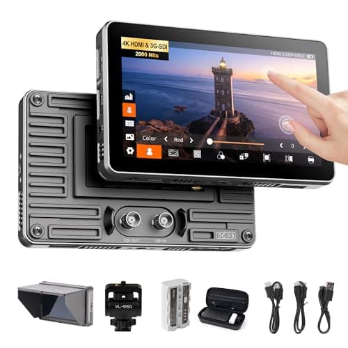 VILTROX DC-X3 2000 Nits SDI Camera Field Monitor, 4K HDMI 6 inch Touchscreen On Camera Monitor, 3D Lut 1920X1080 HD Focus Peaking Assist Full Waveform Video Field Monitor with Battery Sunshade Hood