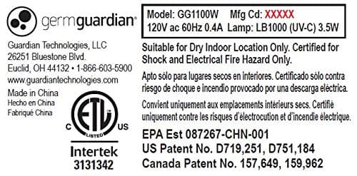 Germ Guardian GG1100W 7” Pluggable Small Air Purifier, Small Room Wall Air Sanitizer, Freshens Air, UV-C Light Kills Germs, Reduces Odors from Pets, Cooking, Mold, GermGuardian, 1-Yr Wty (White) 10