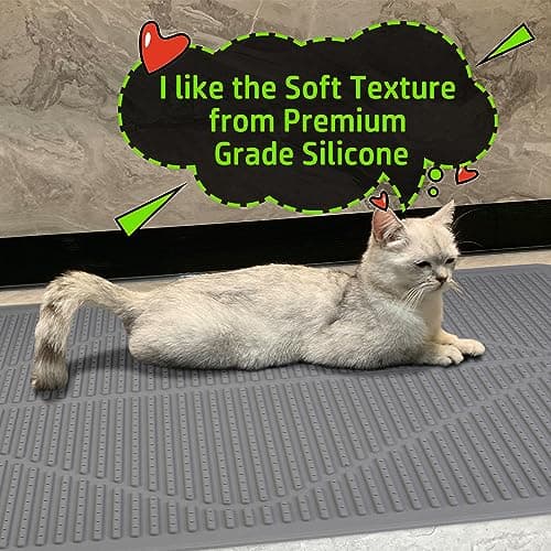 Mofason Cat Litter Mat XXL - Waterproof Kitty Litter Box mat for Floor - Extra Large Pet Trapping Litter Rug Pad - Silicone Cat Supplies & Accessories for Indoor Cats (38" x 25") -Grey 8