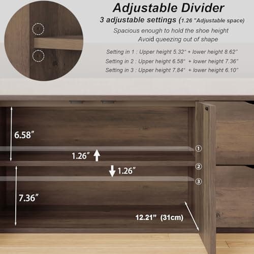 LVB Entryway Bench with Storage, 40” Storage Bench with Padded Cushioned Seat, Farmhouse Shoe Bench with 2 Drawers Cabinet Shelf, Industrial Wood Shoe Rack Bench for Living Bedroom，Rustic Oak, 40in 5