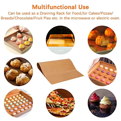 BieFuDan 6 Sheets Baking Mats Non Stick Reusable,Oil Brush,Baking Mat Sheet Baking Tray Liner Set 30 * 40cm, Professional Quality,Nontoxic CookingMat,Reusable Non Stick Oven Liner 9