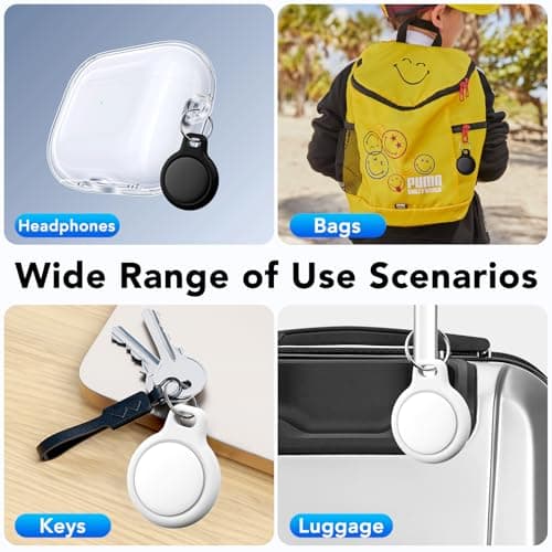 Air Tracker Tags 4-Pack, Item Finders Work for Apple Find My APP(iOS Only) Tracker Tags for Keys, Luggage, Backpack etc,Replaceable Battery Last 1 Year, IP67 Waterproof Smart Tag with Holder Keychain 6