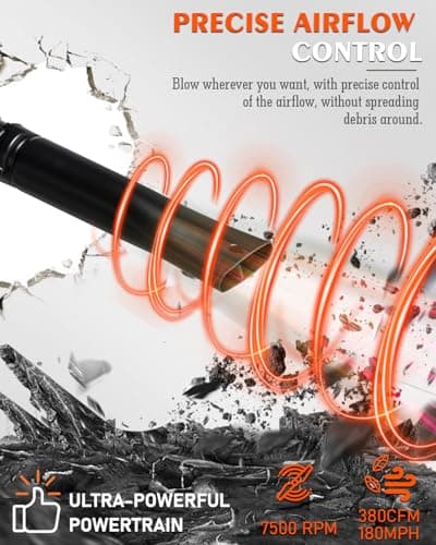 Getell Handheld Gas Leaf Blower – 26cc 2-Cycle Engine, 180 MPH, 380 CFM – Gas Powered Blower for Lawn Care, Leaf Cleanup, Driveways, and Light Snow Removal (Black) 9