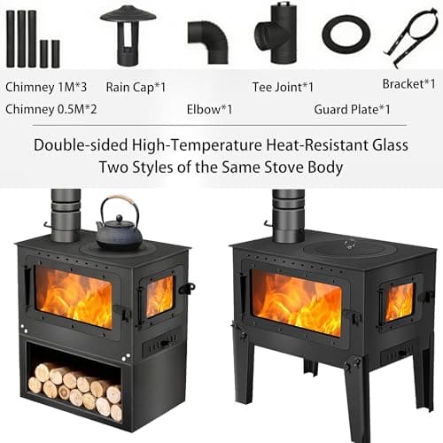 FENGXCXY Indoor Wood-Burning Stove with Dual Viewing Windows, a Pellet Stove Capable of Heating Spaces from 200 to 750 Square Feet 7