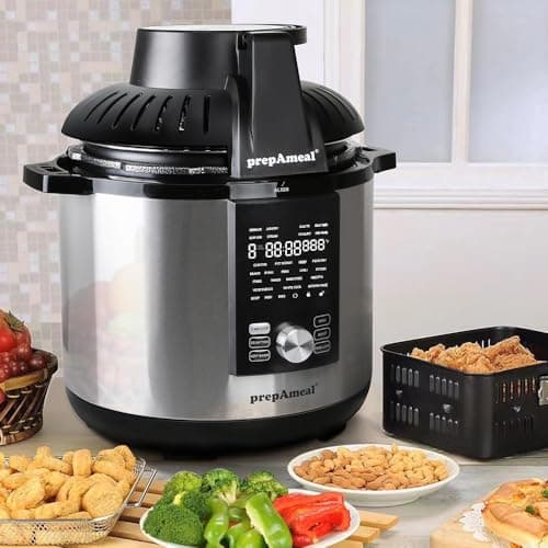 8Qt Electric Pressure Cooker & Air Fryer Combo with Pressure Lid and Air-Fry Lid - 7-in-1 cooking Modes, Easy Read LCD Display, 27 Presets Programs, 8 Program Storage (Silver, 8 Quart - ACC) 7