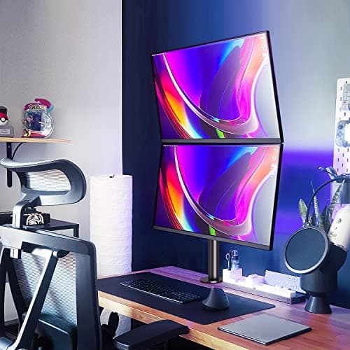 MOUNTUP Dual Monitor Stand, Vertical Monitor Mount for 2 Max 32 inch Stack Screen Monitors, Height Adjustable, Swivel, Tilt Monitor Desk Mount with C Clamp Grommet Base, MU3004 7