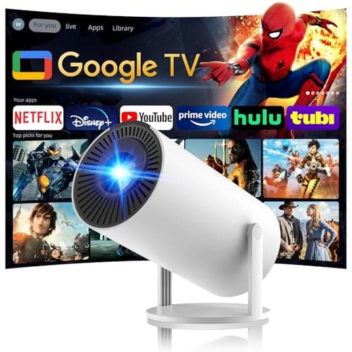 [320ANSI/Google Store/Voice Control] Smart Projector with WiFi and Bluetooth, 10,000+ Apps, Pericat 4K UHD Home Theater Portable Mini Movie Projector, Indoor & Outdoor Use [180° & Netflix-Compatible]