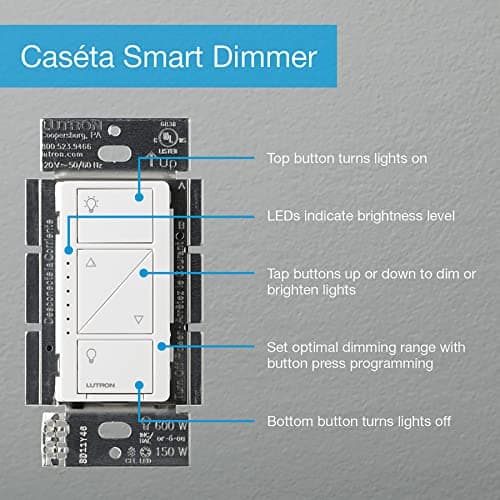 Lutron Caseta Original Smart Dimmer Switch Kit, 2 Dimmer Switches, 2 Wall Plates, 2 Pico Remotes, and Smart Hub, Works with Alexa, Apple Home, Google Home, 3 Way, 150W, No Neutral, P-BDG-PKG2W-A 6