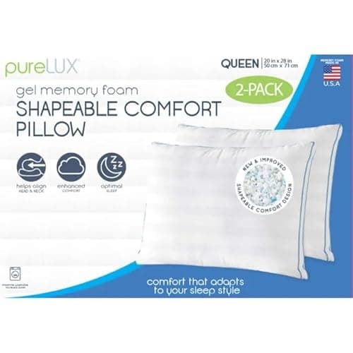 OvieTry PureLUX Gel Memory Foam Adjustable Comfort Cluster Pillow - Queen Size (2-Pack)
