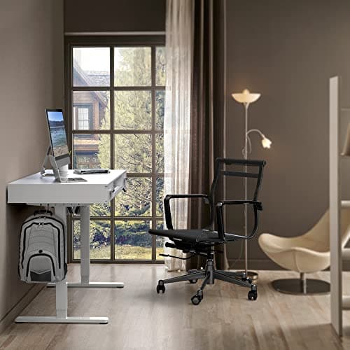 SHW 48-Inch Electric Height Adjustable Desk with Keyboard Tray and 2 Drawers, White 7