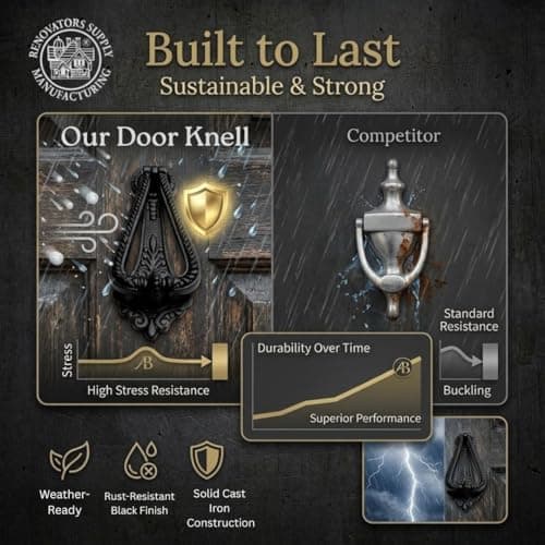Renovators Supply Manufacturingᵀᴹ Heavy Ornamental DesignDoor Knocker – Cast Iron Construction, RSF Finish, 7 Inch Long with Mounting Hardware 5