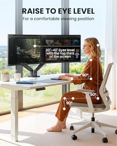 ErGear Dual Monitor Arm, Full Adjustable Monitor Mount for 13–32″ Screens, Fast Install Computer Monitor Stand with Tool-Free VESA Mount, Max Load 19.8 lbs, Max VESA 100x100mm 8