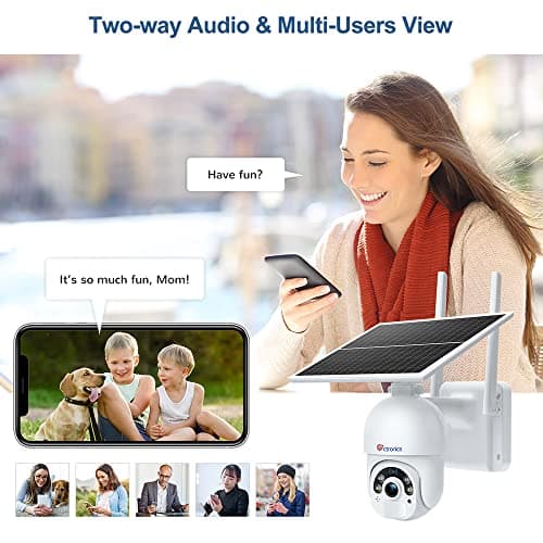 Ctronics 6W Solar Panel Security Camera Outdoor, 30M Color Night Vision Spotlight, PC & Phone Access, 2K 3MP Battery Camera with PIR Human Detection, 2-Way Audio, IP66 (White) 8