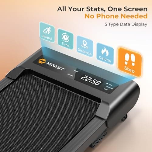 HiFast Walking Pad with Incline, Under Desk Treadmill for Home, 2.5 HP Portable Treadmills with Incline, Compact Treadmill Small Running Pad with LED Display, Remote Control 8