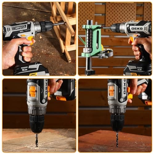 Power Drill Cordless: DEKOPRO Cordless Drill 20V Electric Power Drills Set Tool Drills Cord-less Set with Battery and Charger 8