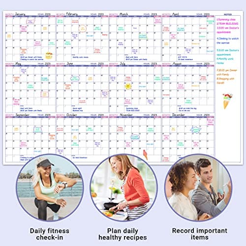 Large Dry Erase Calendar for Wall – Undated Yearly Wall Calendar Dry Erase, 37" x 58", 12-Month Erasable & Reusable Laminated Wall Calendar, Dry Erase Wall Calendar for Home, Office and School 9