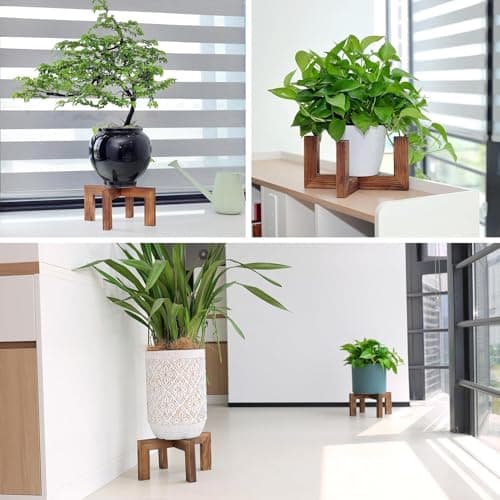 Vigordream Plant Stand, Indoor/Outdoor Wood Plant Holder, Single Flower Pot Stand, Sturdy Planter Stands, Fit 5-15 Inch Pots 6