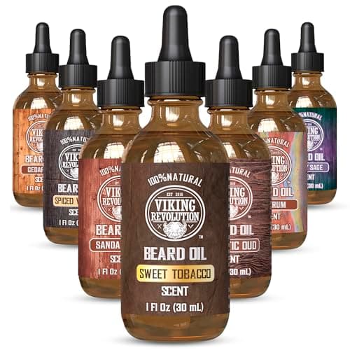 Viking Revolution Sweet Tobacco Beard Oil for Men - Natural Mens Beard Oil with Argan Oil and Jojoba Oil - Beard Softener, Strengthens and Moisturizes - Beard Conditioner for Men (Sweet Tobacco,1Pack)