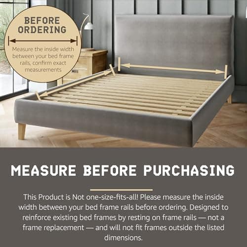 Hercules Xtreme Bed Frame Support Slats, Heavy-Duty Solid Pine Wood Bunkie Board Under Bed-Support, Wooden Support Board for Sagging, Full Size 9