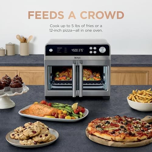 Ninja | French Door Premier | Air Fryer, Convection Oven, Toaster | 5-qt Air Fry Basket, Sheet Pan, Wire Rack, Broil Rack | PFAS-free Cooking Surface, Dishwasher-safe Accessories | FO101 (NEW) 5
