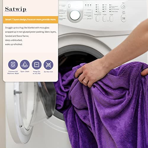 Satwip Weighted Blanket Queen Size 15lbs Fuzzy Warm Flannel Throw Blanket with Soft Breathable Sanded, 60 x 80 inches, Purple 7